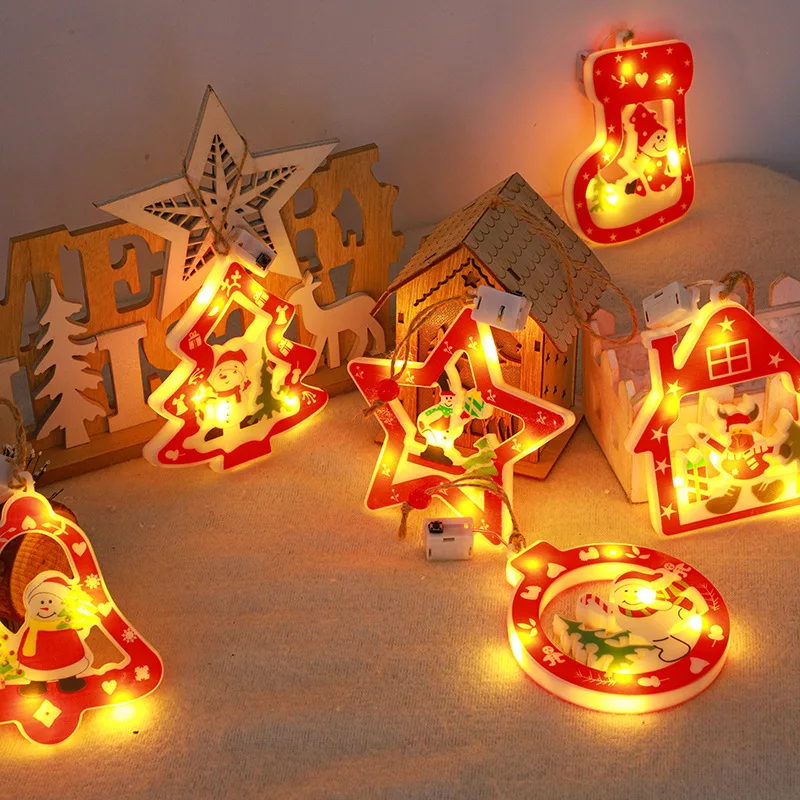 

LED Christmas Tree Decorative Lights Snowman Christmas Tree Pendant Lights Christmas Scene Decoration Light String