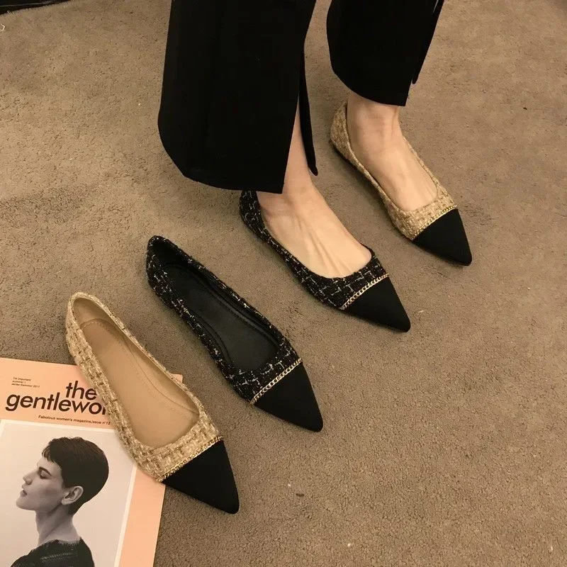 

Autumn New Style Small Fragrant Color Matching Versatile Single Shoes Shallow Mouth Soft Sole Flat Bottom Shoes