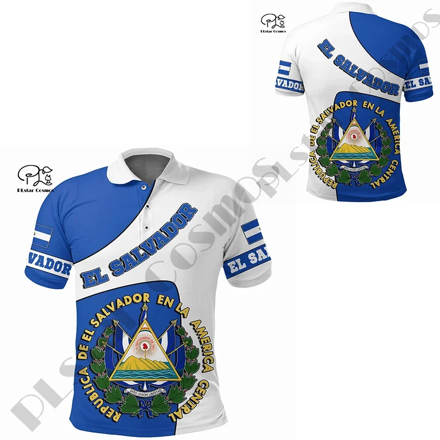 Футболка-поло унисекс с принтом флага Сальвадора 3 шт.