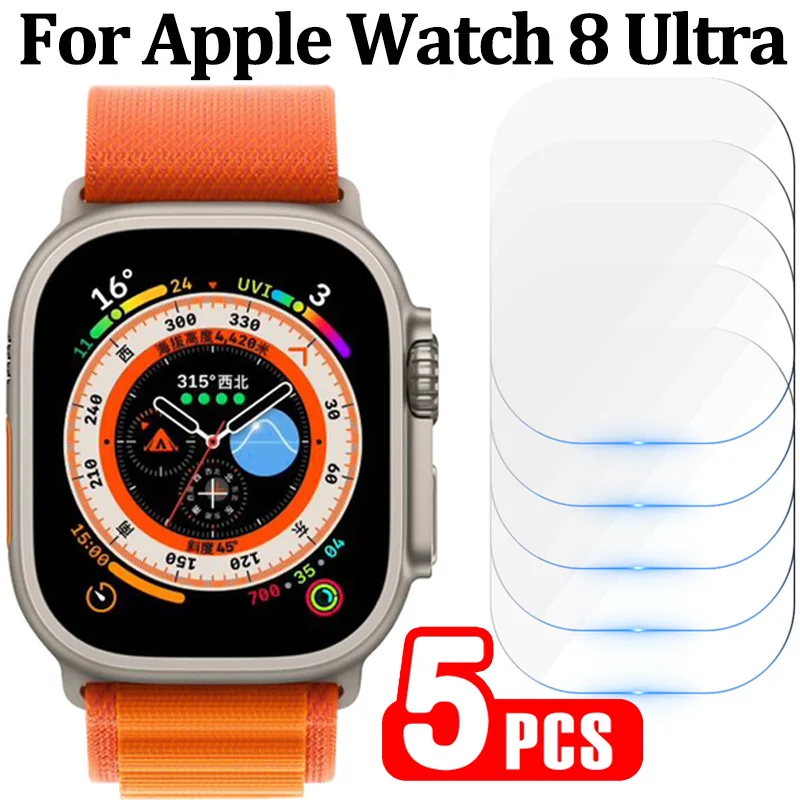 

5 шт., Защита экрана для Apple Watch 8 Ultra, умные часы, закаленное стекло, прозрачная фотография для IWatch 8 Ultra
