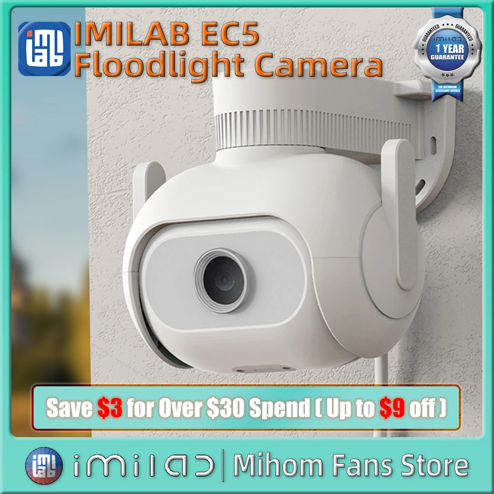 

New IMILAB EC5 Floodlight Camera Outdoor Wifi Security Video Surveillance Cam IP 2K Color Night Vision 360°Human Tracking Webcam