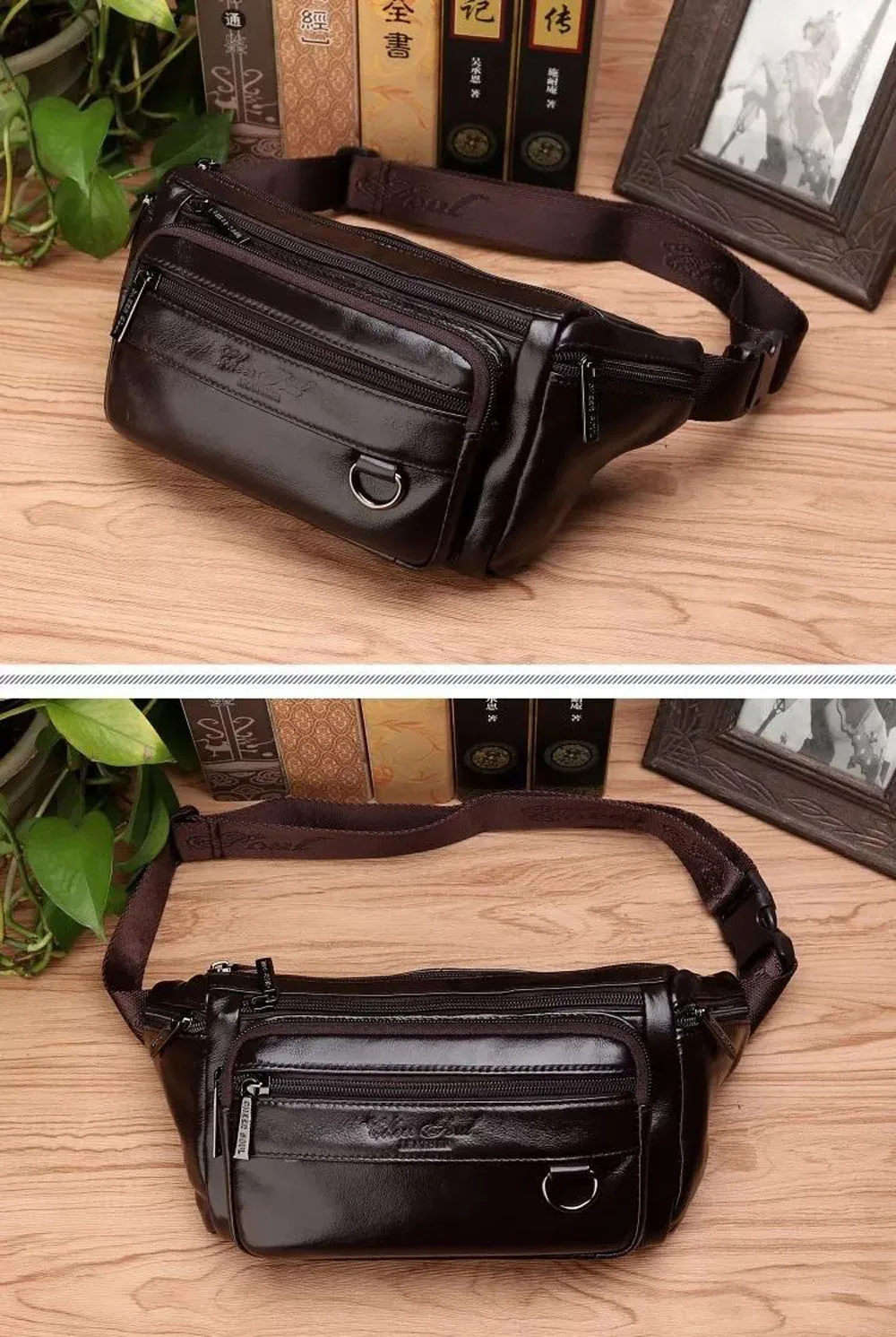 Male Fanny Pack Mens Shoulder Cross Body  Genuine Leather Waist Bag Outdoor Sport Travel Hiking Cowhide Sling Chest Bags