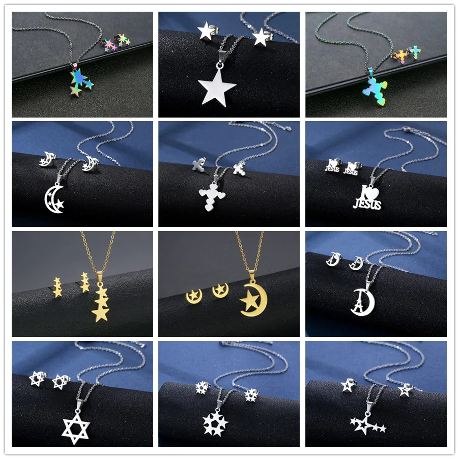 Комплект из колье и серёг нержавеющей стали