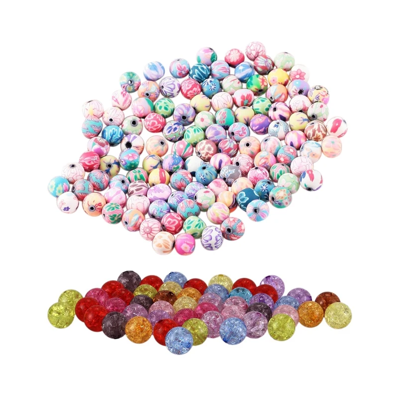 

100 шт., керамические круглые бусины, диаметр 8 мм & 50 шт., акриловые шарики-распорки, диаметр 12 мм