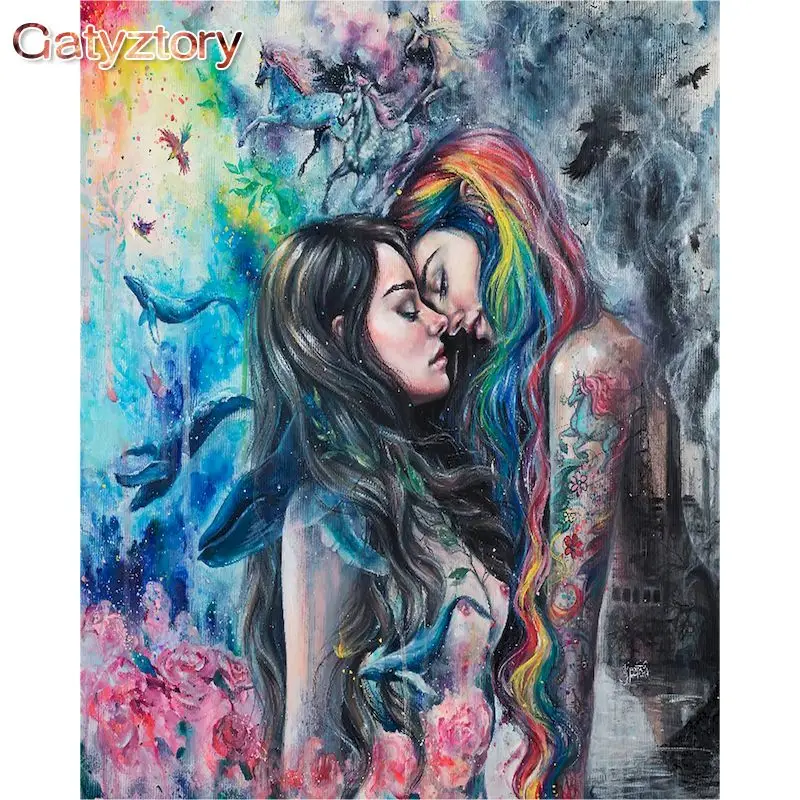 

GATYZTORY Frame Girls Diy Painting By Numbers Kits For Adults Wall Art Canvas Painting Handpainted Coloring By Numbers For Diy A