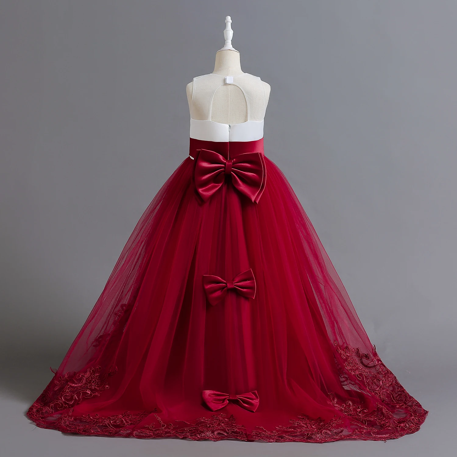 

Длинное платье для девочек-подростков, красное вечернее платье с юбкой годе, для свадьбы, торжества, детской церемонии