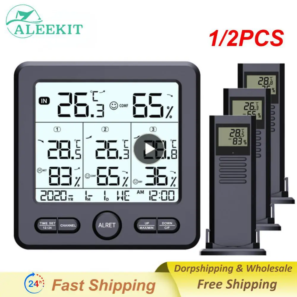 

1/2PCS Wireless Weather Station Thermometer TS-6210 Digital Temperature Sensor Hygrometer WithRemote Sensors Battery Powered