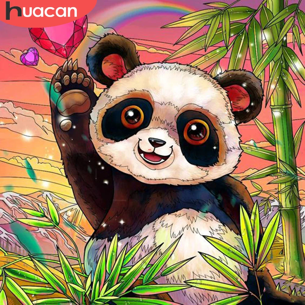 

Квадратная/круглая Алмазная мозаика HUACAN, искусственная вышивка крестиком с животными, украшение для стен