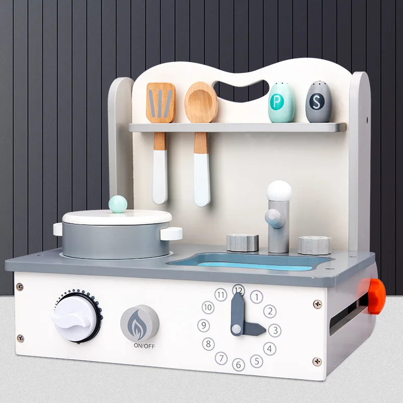 

Деревянная Складная портативная кухня, бытовая имитация кухонной утвари, игровой домик, Наборы игрушек для девочек, мини кухня, приготовлен...