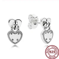 100 925 %d1%81%d0%b5%d1%80%d1%8c%d0%b3%d0%b8 silver pan earrings exquisite shining love lock pan earrings for women wedding gift fashion jewelry