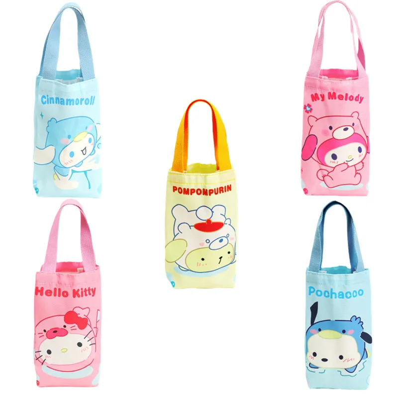 

Kawaii Anime Sanrios Ice series Cartoon Portable Water Bottle Bag Umbrella Storage Bag Cute Canvas Handbag Girls Gift