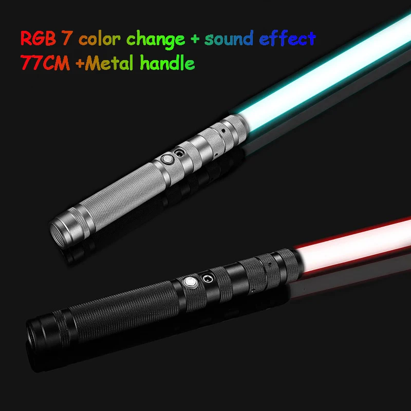 

80cm Star Wars Lightsaber Metal Handle Rgb 7 Color Charging Laser Sword Two In One Children Cosplay Stage Props Saber Toys Gift