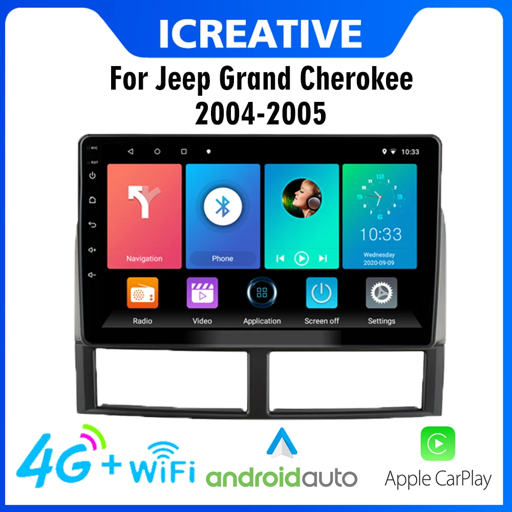 

2 Din Car Multimedia Stereo Player For Jeep Grand Cherokee 1998-2005 9" Android 4G Carplay Navigation GPS Head Unit