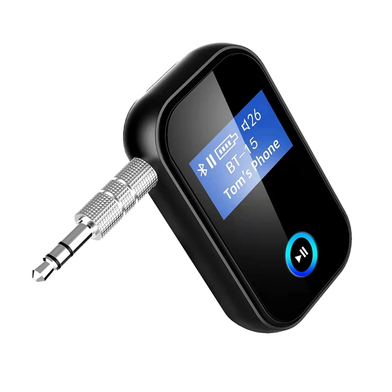 

BT15P Bluetooth 5.0 Receiver LCD Display 3.5mm AUX Hansfree Call Mic Music Wireless Audio Adapter for Car Kit Speaker