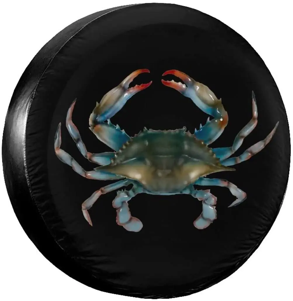 

Blue Crab Spare Tire Cover Waterproof Dust-Proof UV Sun Wheel Tire Cover Fit for Jeep,Trailer, RV, SUV and Many Vehicle 17 Inch