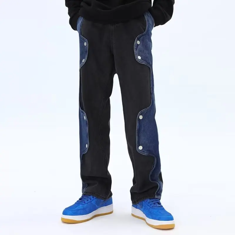 Новинка 2023 мешковатые джинсы Cyber Y2K брюки в стиле K-POP для мужчин одежда прямые
