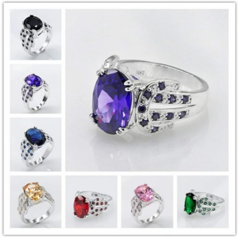 

Inlaid Zircon Diamond Ring For Women New Fashion Wedding Ring European American Style Banquet Engagement Gemstone Ring Jewelry