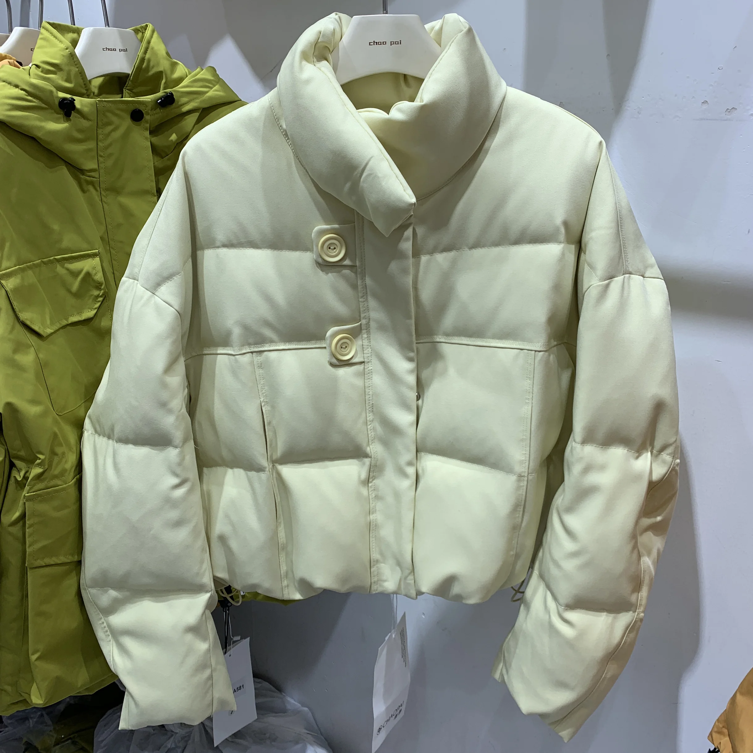 Короткий пуховик с воротником-стойкой женский зимний 2024 новое универсальное