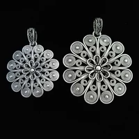 10 x tibetan silver boho bohemia large round flower charms pendants for necklaces jewelry making findings