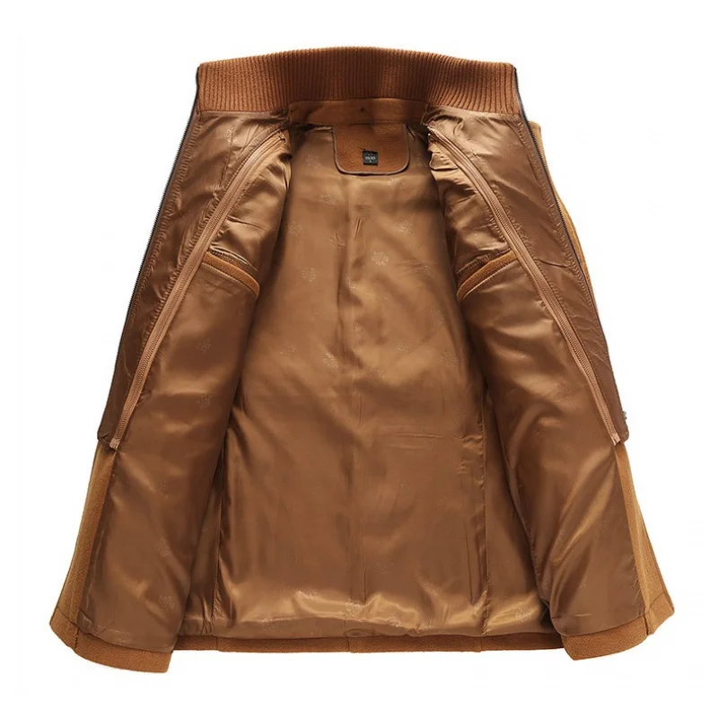 Модная зимняя мужская шерстяная куртка с двойным воротником плотный однобортный