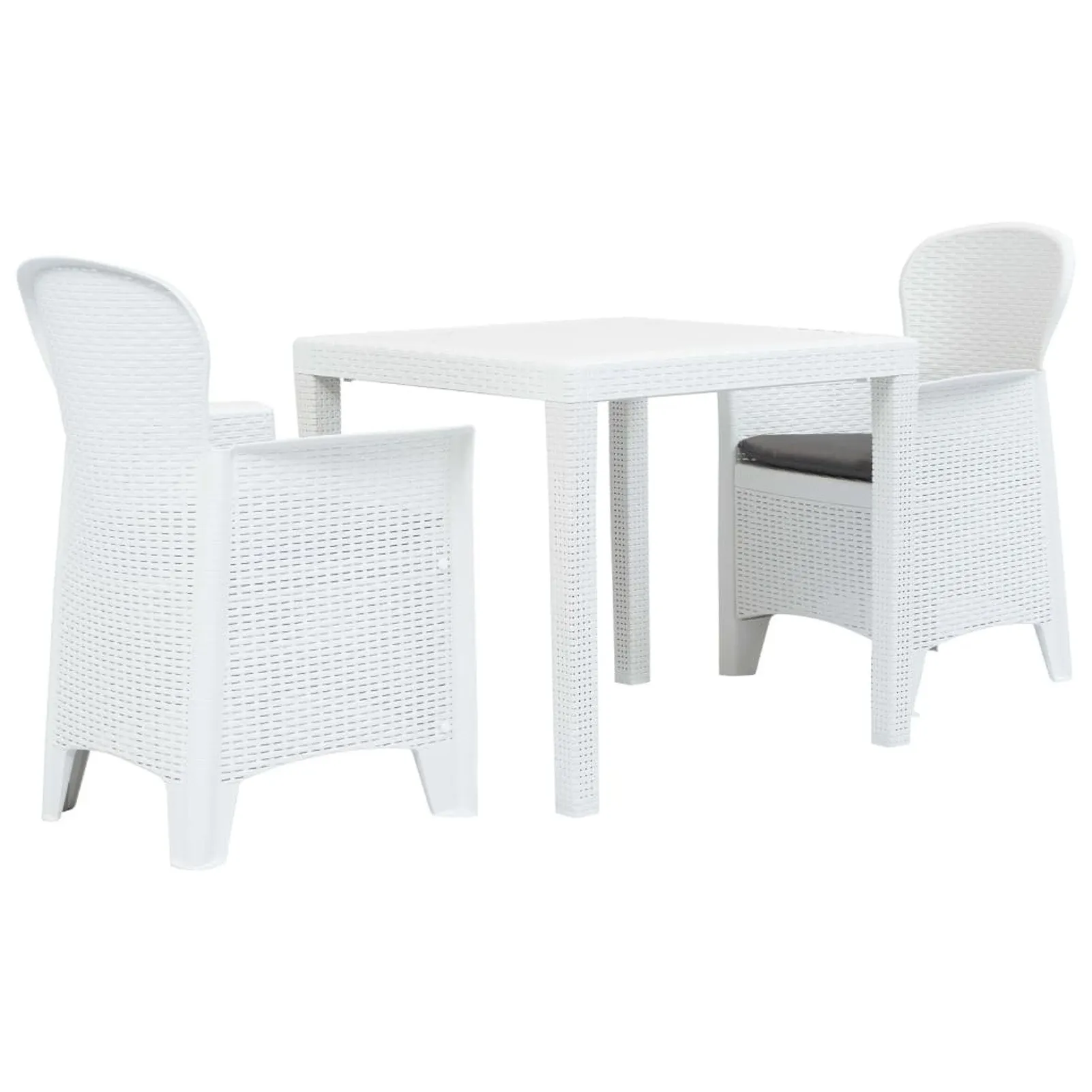 

3 Piece Bistro Set Plastic White Rattan Look