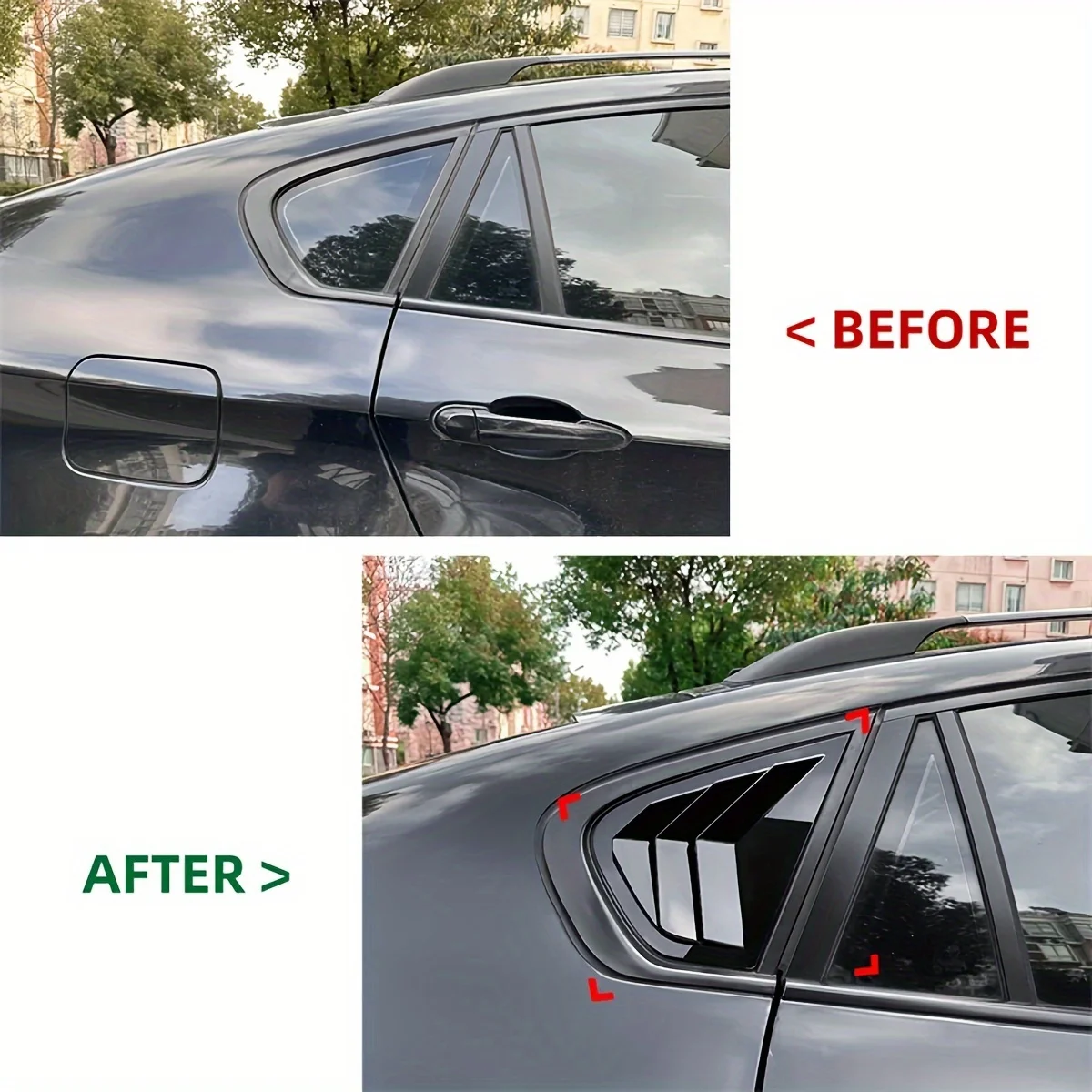 Фото Задний спойлер-жалюзи для BMW X6 E71 E72 2008-2014, треугольные жалюзи в форме плавников акулы, воздуховод для заднего окна №1