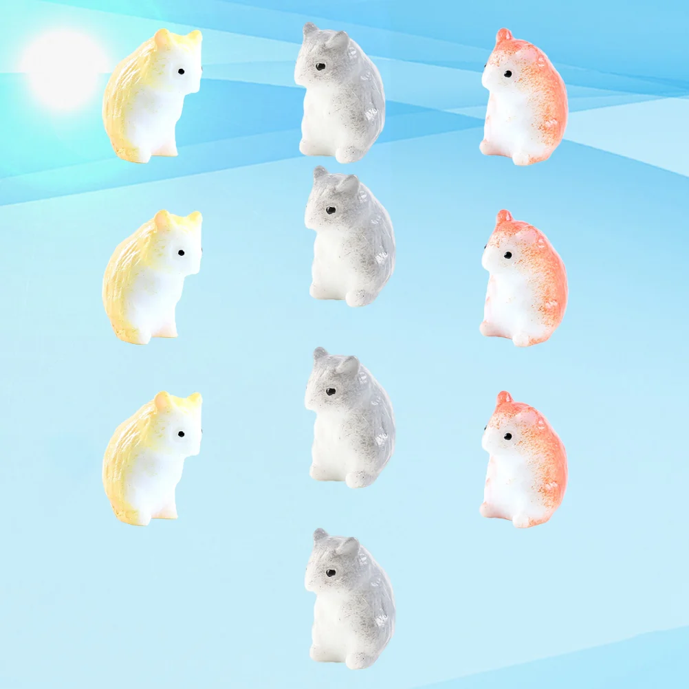 

10Pcs Little Figurine Resin Rat Miniature Characters Playset for Cake Decoration Mixed Color