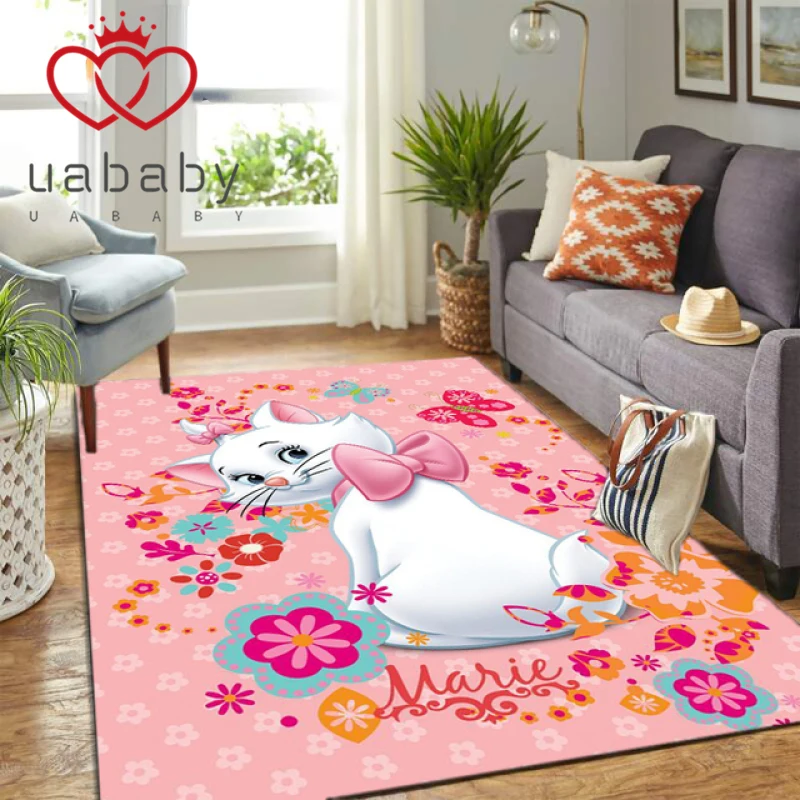 Cartoon Digital Printing Living Room Carpet Large Area Cushion Bedroom Bedside Floor Mat Cute Noble Cat Children