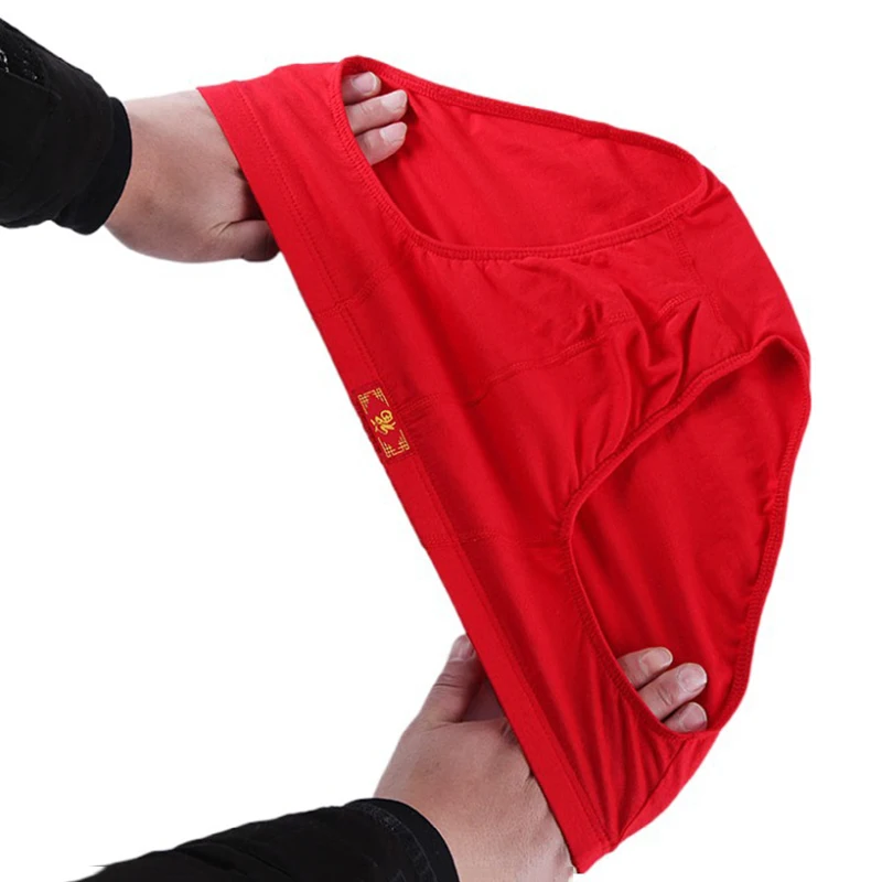 5Pcs/Lot New Men's Red Underwear Men Cotton Red Oversize Underpants Soft Comfortable Breathable Men's Red Briefs