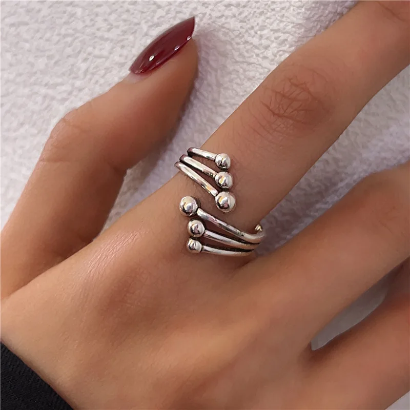 

925 Sterling Silver Three Layered Line Wrap Twisted Rings for Women Stainless Opening Waterdrop Ring Wedding Party Fine Jewelry