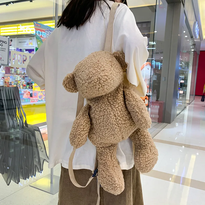 Kawaii Plush Backpack Cute Doll Fur Shoulders Bag for Child/Adults 50cm Bear Kid Fluffy Backpack Animal Small Furry Bagpack Toys