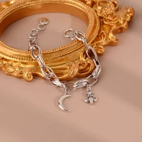 moon and diamond anchor womens hand bracelets korean fashion fine design womens jewelry with free shipping wholesale wholesale