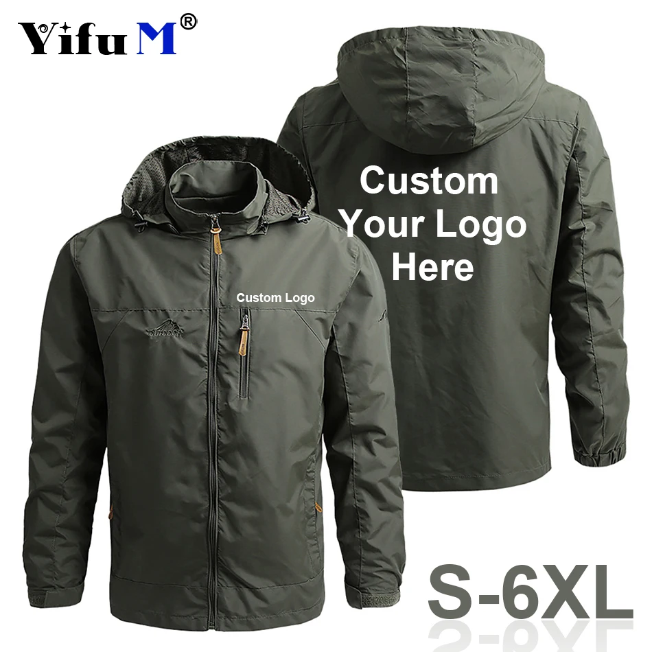 

Custom Your Logo Men Windbreaker Military Field Jackets Army Outerwear Men's Tactical Waterproof Pilot Coat Hoodie Men Hunting