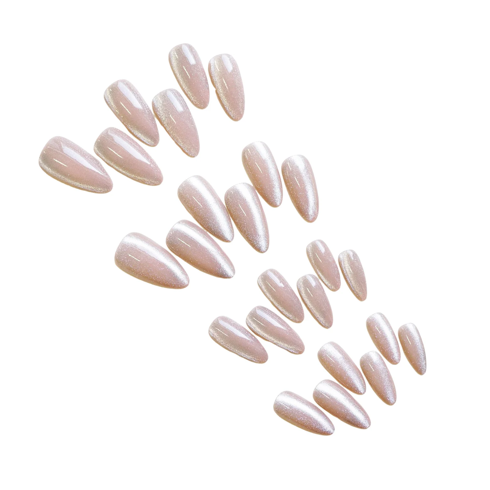 

24pcs Almond False Nail No Fading Long Artificial Nail with Glitters for Women and Girl Nail Salon at Home