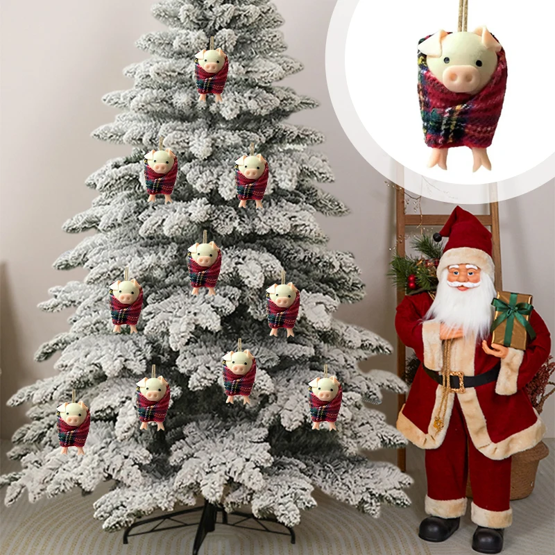 Свиньи в одеялах Рождественская елка Орнамент ручной работы Подарочная коробка