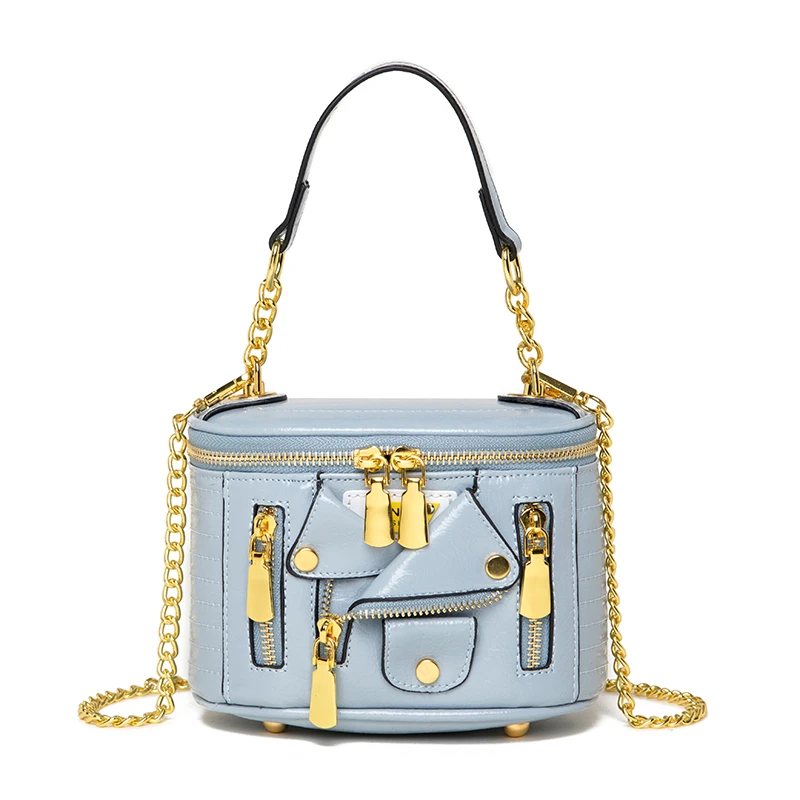 

Mini Tote Bag Brand Designer Luxury Chain Female Crossbody Messenger Bag Motorcycle Ladies Shoulder Bag Rivet Jacket Bag Handbag