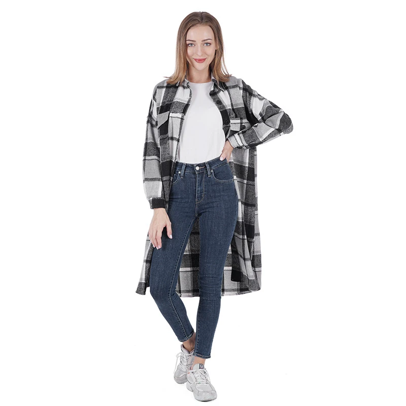 

Long Sleeve Elegant Casual Wool Women Autumn Winter Solid Color Sweet V Neck Korean Loose Vintage Fashion Long Coat Blends 2022