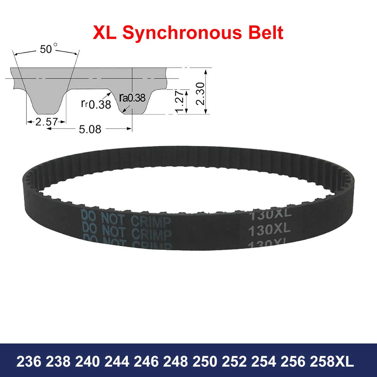 

1Pcs XL Timing Belt 236 238 240 244 246 248 250 252 254 256 258XL Width 10mm 12.7mm Rubber Synchronous Belt Drive Belt