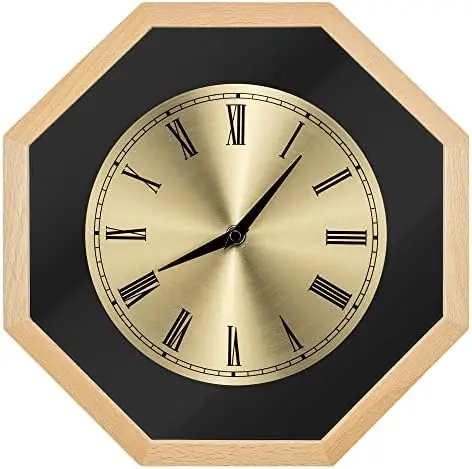 

Reloj de Pared Vintage - Reloj Decorativo de Madera Retro - para Cocina salón Comedor - Diseño Octogonal 30 CM Dorado