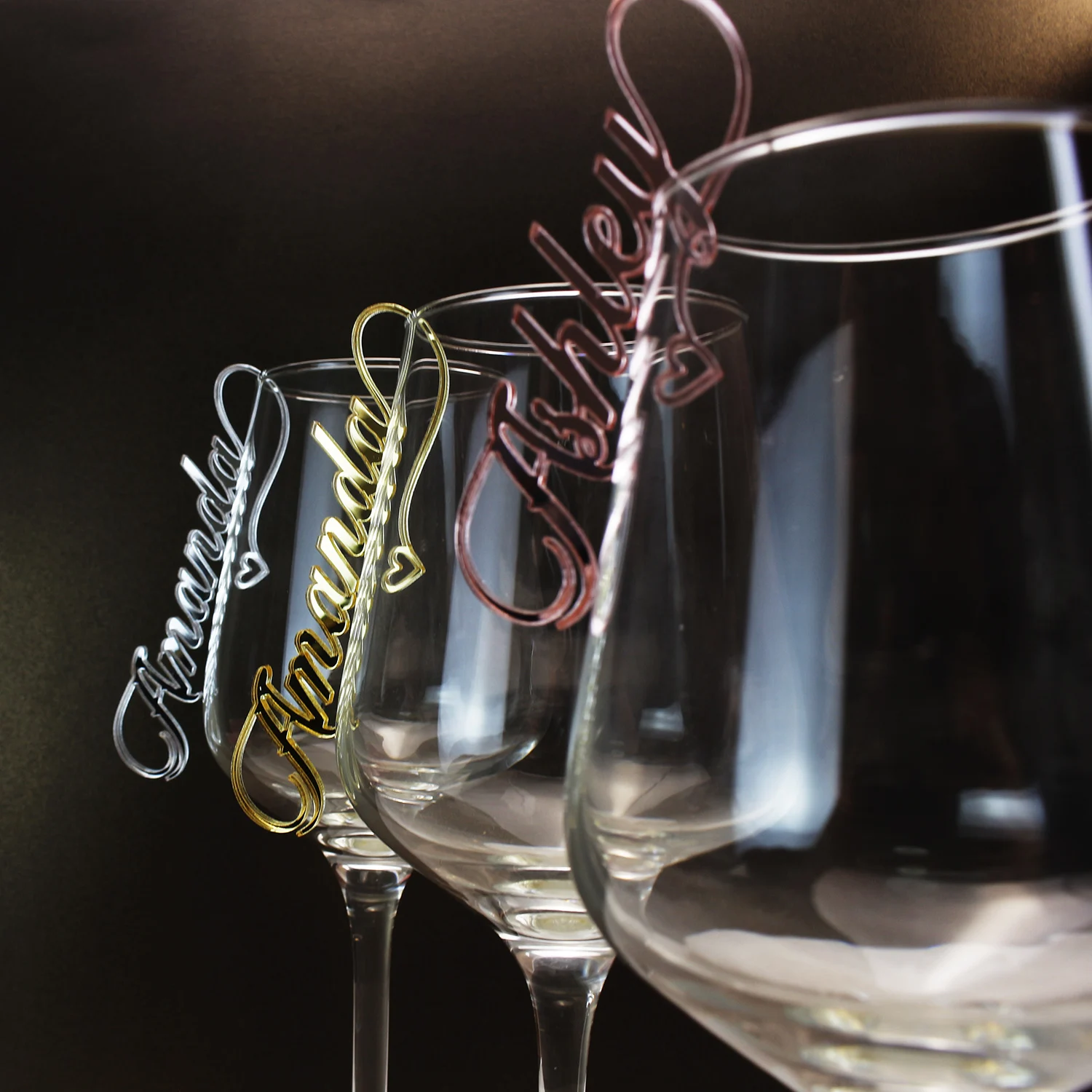 

10 шт., Индивидуальные свадебные подвески для бокалов вина, Персонализированные Бирки с именем, маркеры для коктейлей и напитков, акриловые п...