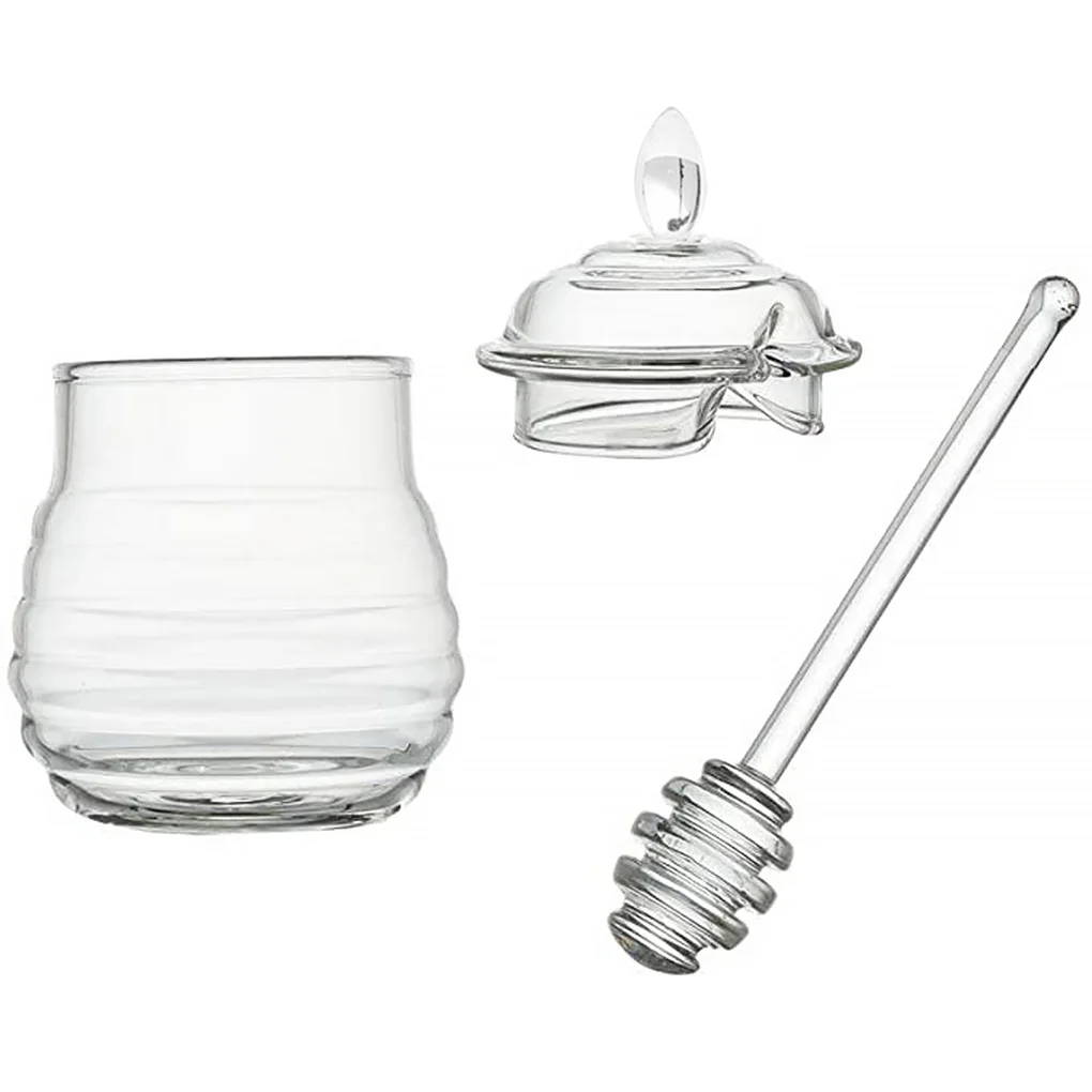 

245ML Honey Jar Clear PS Honey Storage Pot With Dipper Lid Kitchen Syrup Container Set Home Supplies