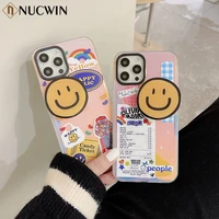 cartoon 3d smiley bracket laser gradient case for iphone 12 13 mini 11 pro max x xr xs 7 8 plus se 2 soft tpu shockproof cover