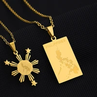 stainless steel philippines map flag pendant necklaces goldsteel color filipino country maps men women ethnic jewelry gift