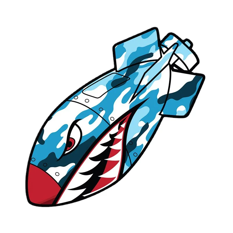 

13cm X 13cm Personality Car Stickers Bomb Flying Tiger Shark Mouth Decals Vinyl JDM Accessoires RV Waterproof
