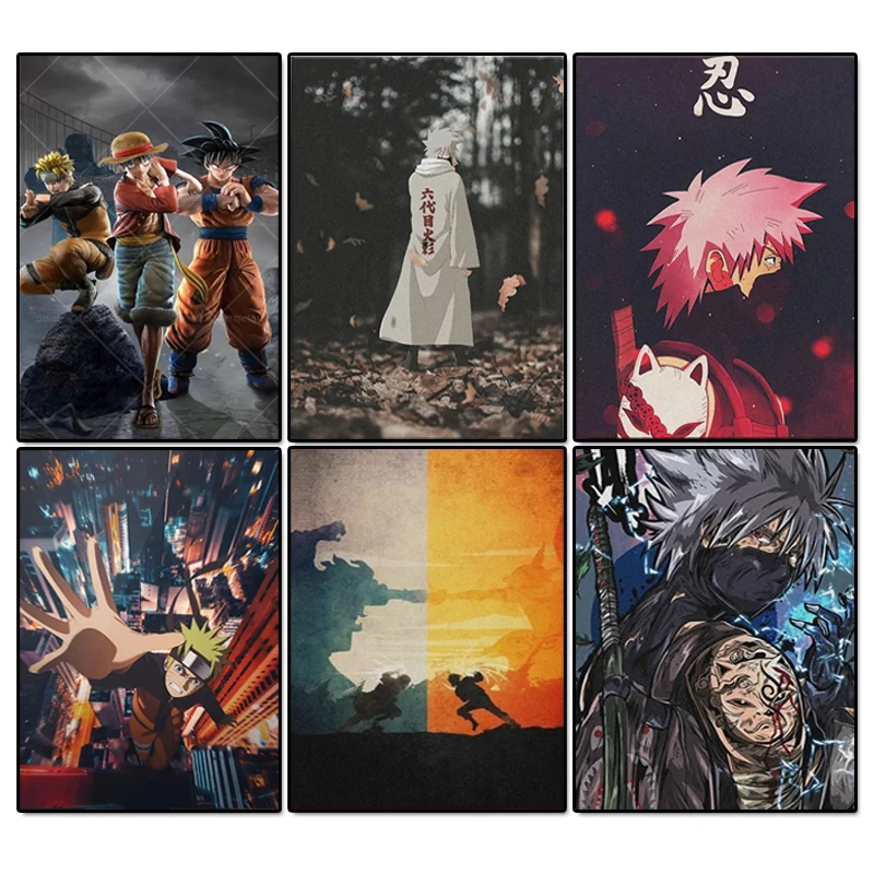 

Anime Naruto One Piece Canvas Painting Luffy Goku Kakashi Sasuke Poster Mural Wall Art Picture Children Room Bedroom Home Decor