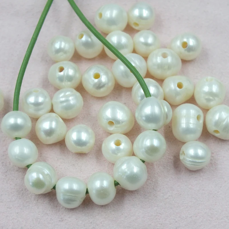 

200pcs/lot 9-10mm White Potato Freshwater Pearls 2mm hole Fit All Brand Jewelry necessaries