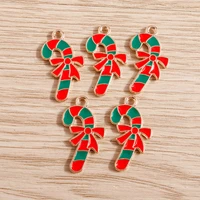 10pcs 1423mm enamel christmas bowknot crutch charms pendants for necklaces earrings diy keychain jewelry making accessories