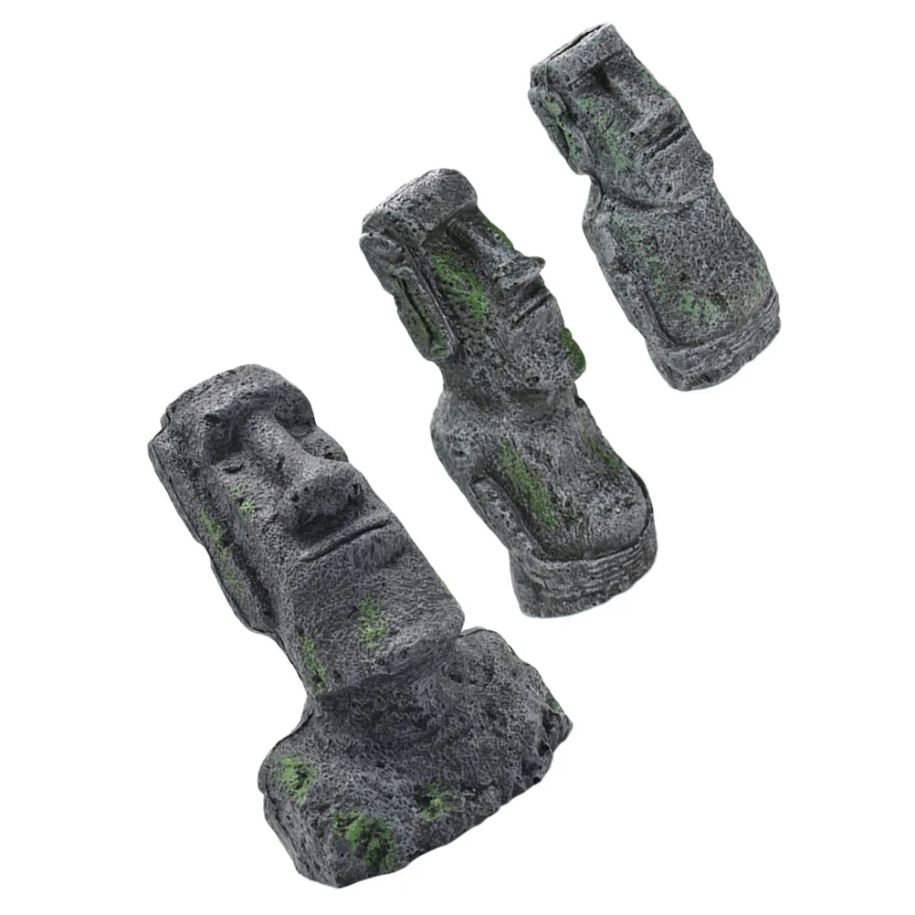 

3 шт. аквариумные статуи Moai, аквариумные Ландшафтные украшения, статуи пасхального острова