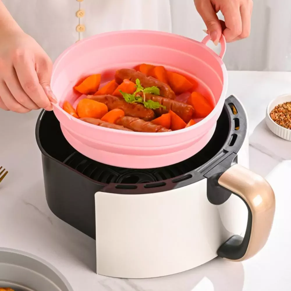 

NEW2023 Silicone Pot For Airfryer Reusable Air Fryer Accessories Baking Basket Pizza Plate Grill Pot Kitchen Cake Cooking Baking