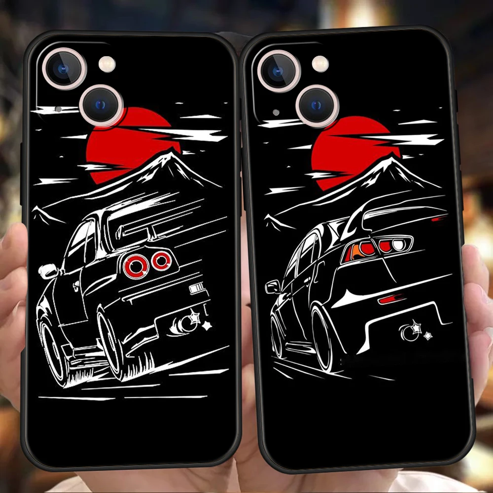 

JDM Car Shockproof For iPhone 14 13 12 11 Pro Max 8 7 Plus SE2020 Case Soft Cover For iPhone X XR XS Max 13Mini Shell Fundas Bag